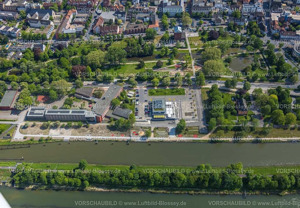 Hamm240506213 | Luftbild, R-Cafe Hamm, Gymnasium Hammonense, Datteln-Hamm-Kanal, Kanalkante, Ruderzentrum, Hamm, Ruhrgebiet, Nordrhein-Westfalen, Deutschland