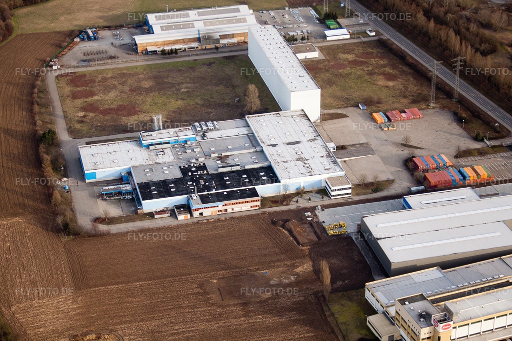 Luftbild: Bruchsal, Industriegebiet an der Autobahn in Bruchsal im Bundesland Baden-Württemberg in Deutschland. Foto: IMG_24638.jpg vom 27.02.2010 durch Werner Riehm/FLY-FOTO.de