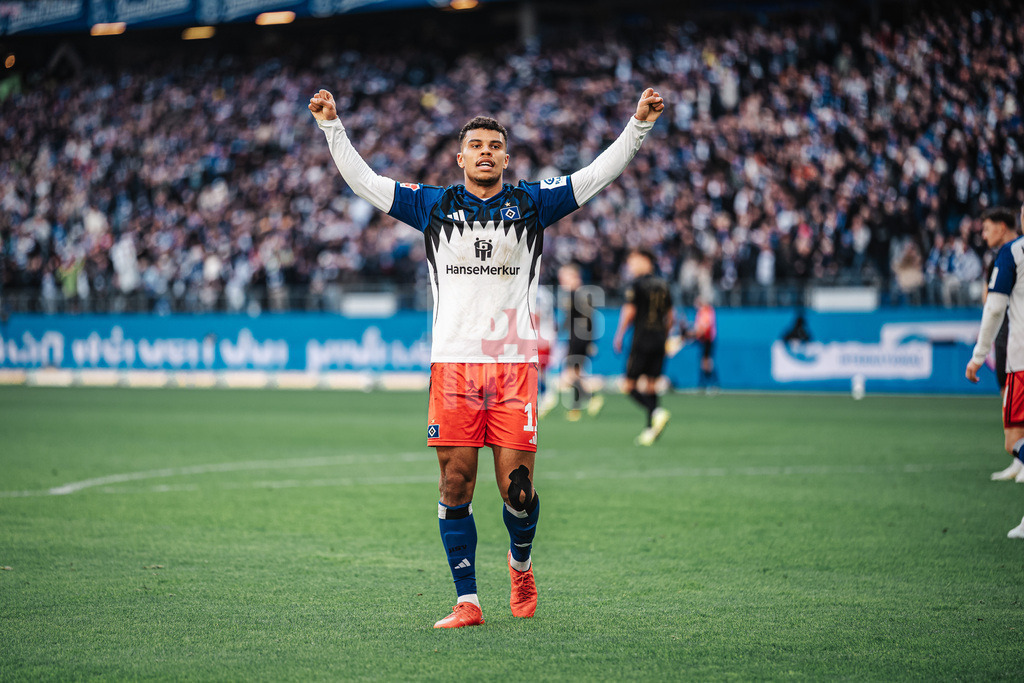 Fußball | Männer | Saison 2025/2026 | 1. Fußball-Bundesliga | 28. Spieltag | Hamburger SV vs. FC Augsburg | 04.04.2026 | Torjubel Ransford-Yeboah Königsdörffer (#11, HSV)
