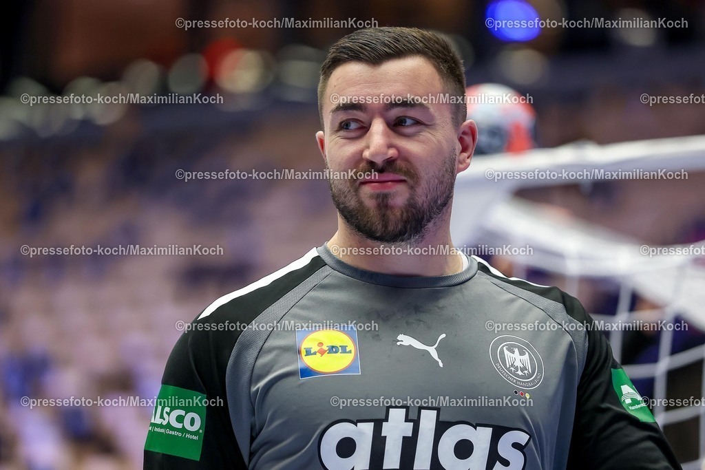 EHF28012602172 | 28.01.2026, Handball, Men's EHF EURO 2026, Deutschland - Frankreich, Jyske Bank Boxen in Herning, Dänemark, Main Round:  Jannik Kohlbacher (Germany #80)