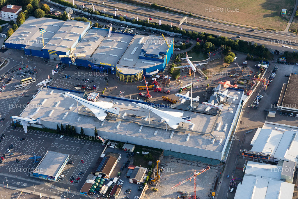 Aussengelände des Auto & Technik MUSEUM SINSHEIM  mit Concorde | Luftbild: Aussengelände des Auto & Technik MUSEUM SINSHEIM  mit Concorde im Ortsteil Steinsfurt in Sinsheim im Bundesland Baden-Württemberg in Deutschland. Foto: IMG_111535.jpg vom 09.09.2018 durch Werner Riehm/FLY-FOTO.de - Realisiert mit Pictrs.com