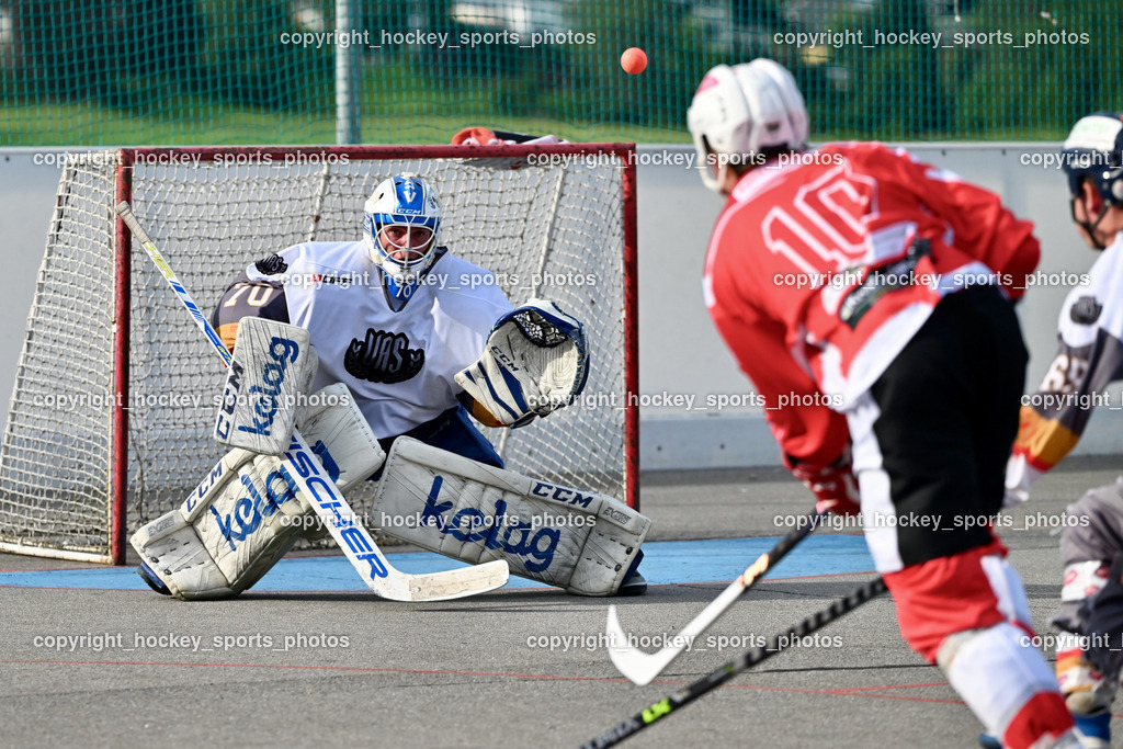 VAS Ballhockey vs. HSC Eagles Poggersdorf | #70 Moser Lukas, VAS Ballhockey vs. HSC Eagles Poggersdorf, VAS Ballhockey vs. HSC Eagles Poggersdorf am 14.07.2024 in Villach (Alpen Arena ), Austria, (Photo by Bernd Stefan)