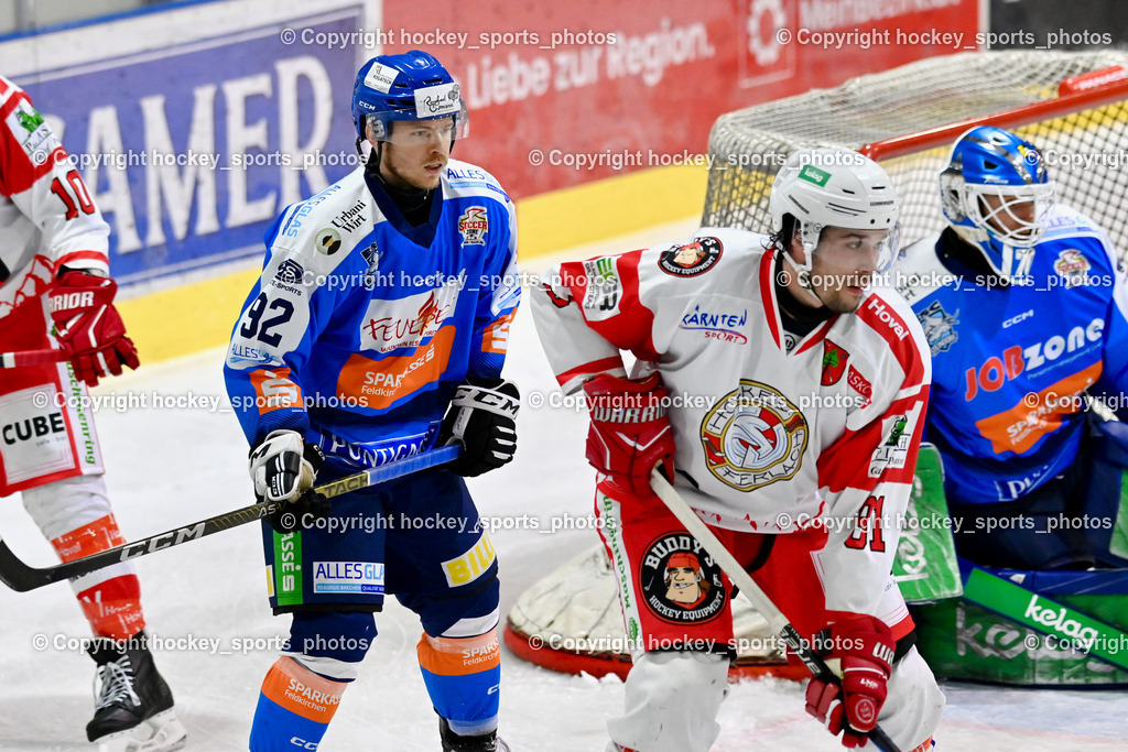 ESC Steindorf vs. ESV Ferlach  | #92 Ratz Patrick ESC Steindorf, #81 Potocnik Kristof ESV Ferlach, #70 Moser Lukas ESC Steindorf, ESC Steindorf vs. ESV Ferlach , ESC Steindorf vs. ESV Ferlach  am 15.02.2026 in Steindorf (Ossiachersee Halle), Austria, (Photo by Bernd Stefan)