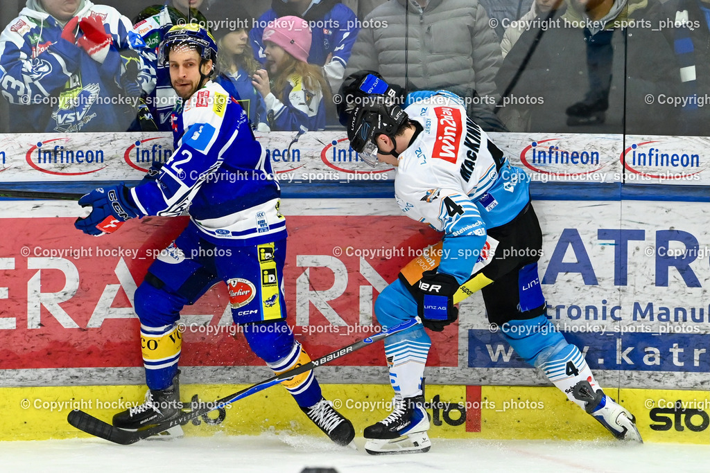 EC IDM Wärmepumpen VSV vs. Steinbach Black Wings Linz | #42 Alex Wall EC VSV, #4 Ryan Mackinnon Black Wings Linz, EC IDM Wärmepumpen VSV vs. Steinbach Black Wings Linz, EC IDM Wärmepumpen VSV vs. Steinbach Black Wings Linz am 23.01.2026 in Villach (Stadthalle Villach), Austria, (Photo by Bernd Stefan)