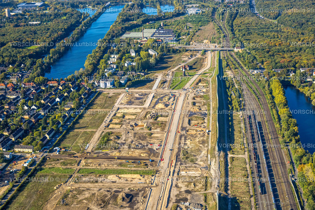Duisburg221000476 | Luftbild, geplantes Duisburger Wohnquartier am ehemaligen Rangierbahnhof Wedau, Wedau, Duisburg, Ruhrgebiet, Nordrhein-Westfalen, Deutschland