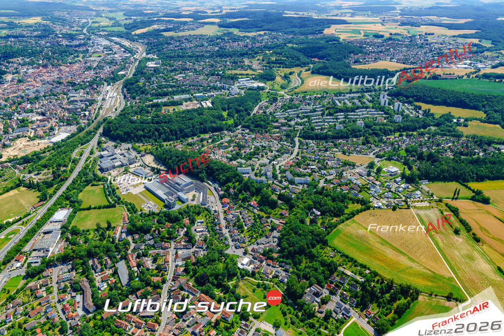Die Luftbildaufnahme Neuses - Coburg wurde 2018 mittels Flugzeug (keine Drohne) erstellt. Perfekte Schärfe und Druck- Auflösung- Garantiert!