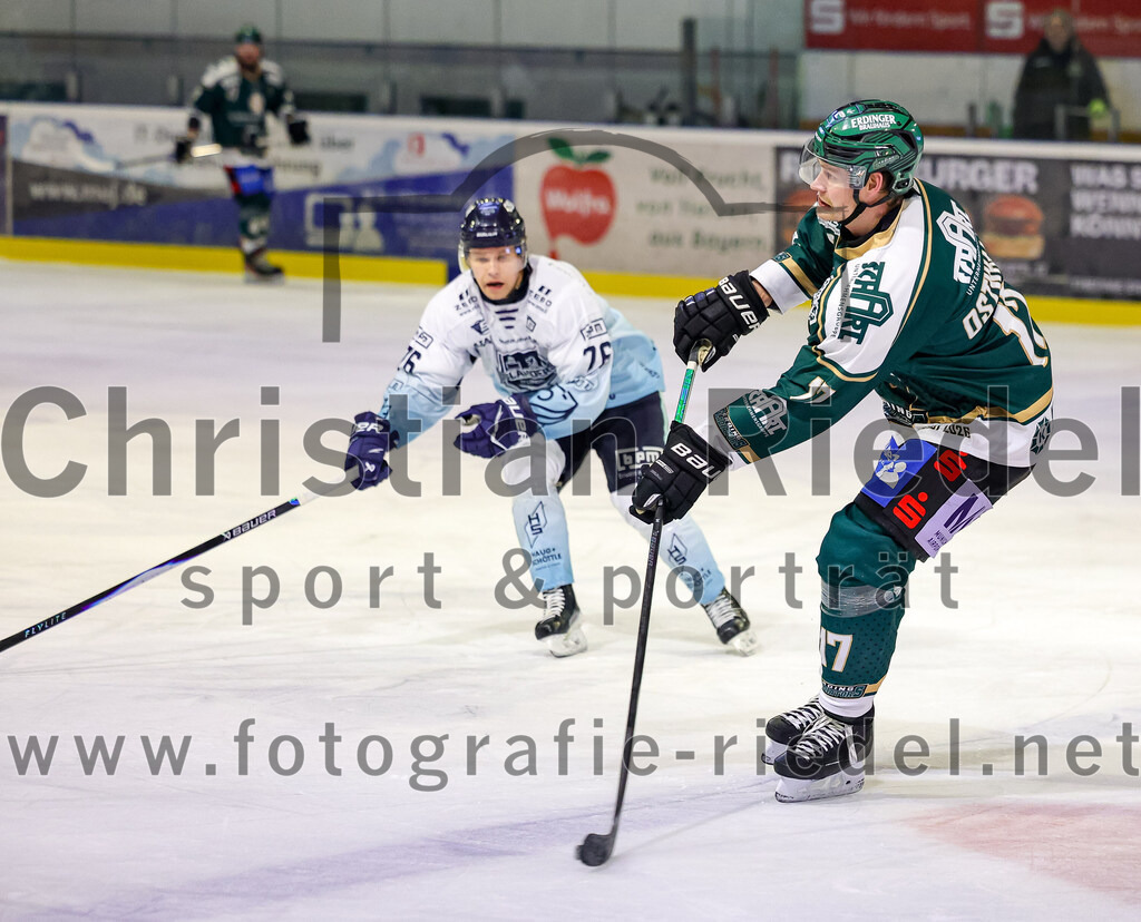 2026-01-06_070_TSV_Erding_gegen_EV_Lindau_Islanders | Erding, Deutschland, 06.01.2026:Eishockey, Oberliga Süd 2025 / 2026, 35. Spieltag, TSV Erding gegen EV Lindau Islanders, Endergebnis: 2:5Dominik Grafenthin (EV Lindau Islanders, #26), Elia Ostwald (Erding Gladiators, #17)Foto: Christian Riedel / fotografie-riedel.net