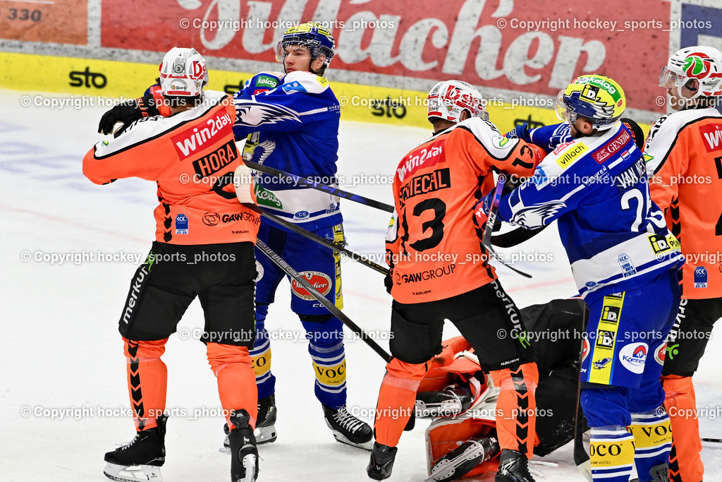 EC IDM WÄRMEPUMPEN VSV vs. MOSER MEDICAL GRAZ99ERS | #3 Frank Hora Graz 99ers, #78 Felix Maxa EC VSV, #13 Michael Schiechl Graz 99ers, #26 Guus van Nes EC VSV, EC IDM WÄRMEPUMPEN VSV vs. MOSER MEDICAL GRAZ99ERS, EC IDM WÄRMEPUMPEN VSV vs. MOSER MEDICAL GRAZ99ERS am 12.03.2026 in Villach (Stadthalle Villach), Austria, (Photo by Bernd Stefan)