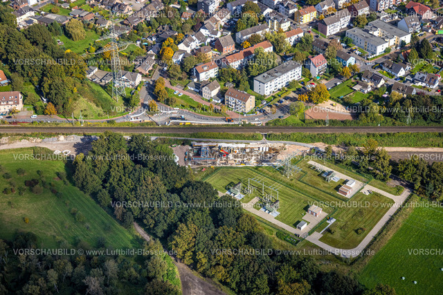 Dinslaken241009010 | Luftbild,Baustelle Transformatorsttaion Umspannanlage Landwehrstraße, Baustelle, Ausbau der Betuweroute und Betuwe-Linie Eisenbahnstrecke, Dinslaken, Ruhrgebiet, Nordrhein-Westfalen, Deutschland
