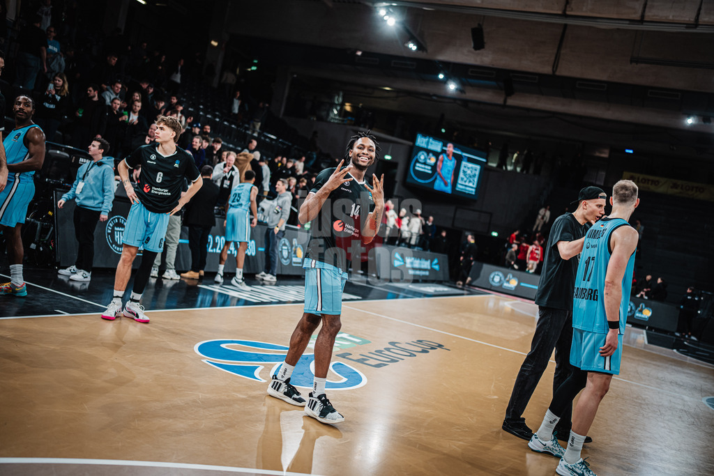 Basketball | Männer | Saison 2024/2025 | BKT EuroCup | Veolia Towers Hamburg vs. Hapoel Bank Yahav Jerusalem | 17.12.2024 | Camron Reece /#14, Veolia Towers Hamburg)