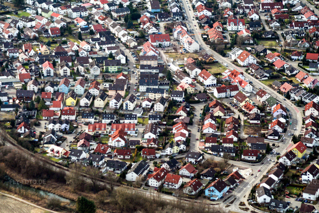 Luftbild: Hagenbach Lindelbrunnstraße J.F. Kennedystr in Hagenbach im Bundesland Rheinland-Pfalz in Deutschland. Foto: IMG_1089.jpg vom 19.02.2006 durch Werner Riehm/FLY-FOTO.de