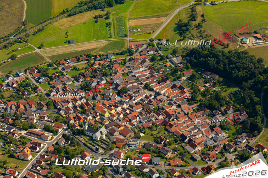 Das Luftbild zeigt : Rottershausen Oerlenbach - Die Luftaufnahme wurde 2024 vom UL-Flugzeug aus erstellt ( keine Drohne ) - Hochauflösende Luftaufnahme - Für grossformatige Ausdrucke geeignet. Die Geschenkidee !Mit Lizenz und Bildrechte bestellbar
