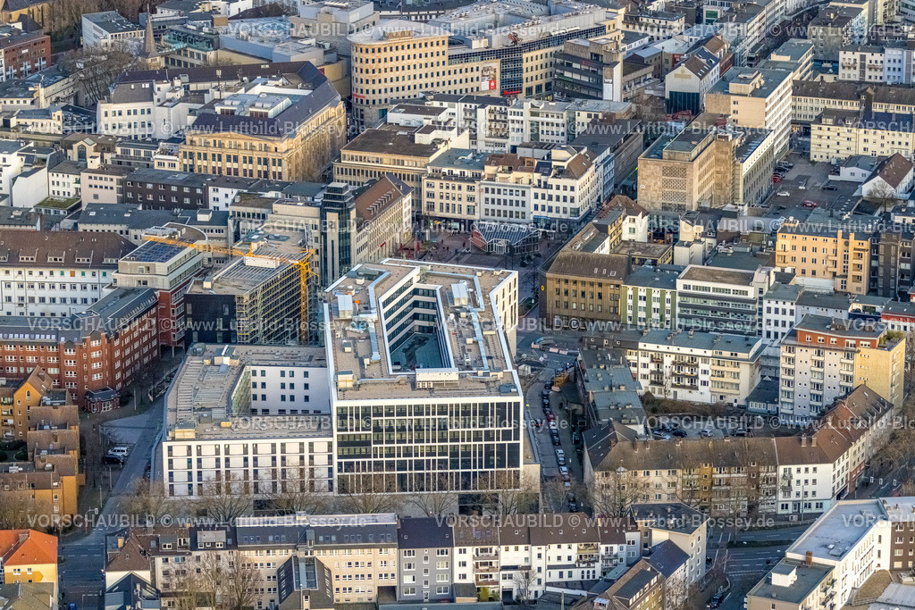 Bochum230102039 | Luftbild, Viktoria Karree Geschäftsquartier, Baustelle mit Neubau, Husemannplatz, Gleisdreieck, Bochum, Ruhrgebiet, Nordrhein-Westfalen, Deutschland