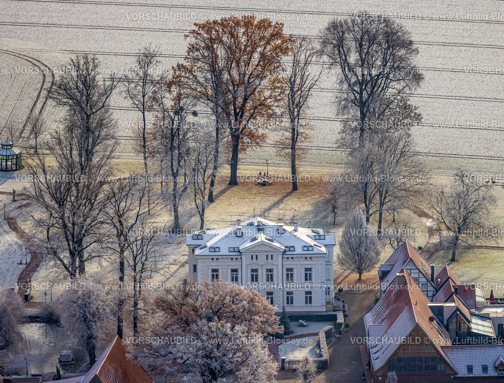 Hamm221200914HausKump | Luftbild, Hotel Gut Kump in winterlicher Landschaft, Rhynern, Hamm, Ruhrgebiet, Nordrhein-Westfalen, Deutschland