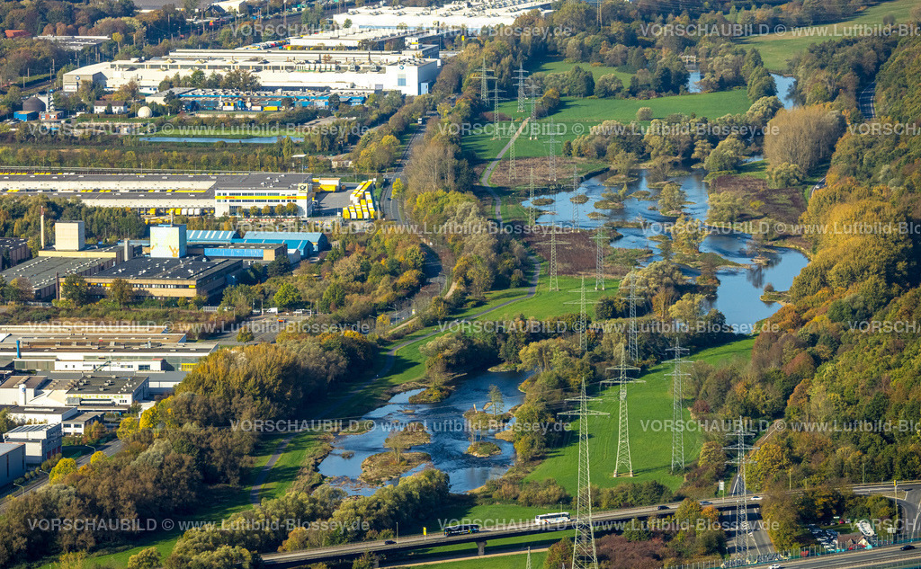 Hagen221016453 | Luftbild, Fluss Lenne Renaturierung, Lenne-Auen, Herbstfarben, Lennetal, Hagen, Ruhrgebiet, Nordrhein-Westfalen, Deutschland