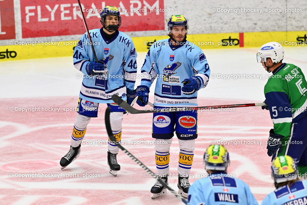 EC iDM Wärmepumpen VSV vs. KHL Sisak | #46 Paul Sintschnig EC VSV, #9 Alexander Rauchenwald EC VSV, EC iDM Wärmepumpen VSV vs. KHL Sisak, EC iDM Wärmepumpen VSV vs. KHL Sisak am 02.09.2025 in Villach (Stadthalle Villach), Austria, (Photo by Bernd Stefan)