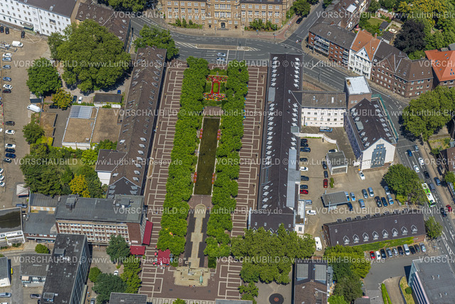 Oberhausen230705232 | Luftbild, Friedensplatz, Polizei Dienststelle, Innenstadt, Oberhausen, Ruhrgebiet, Nordrhein-Westfalen, Deutschland