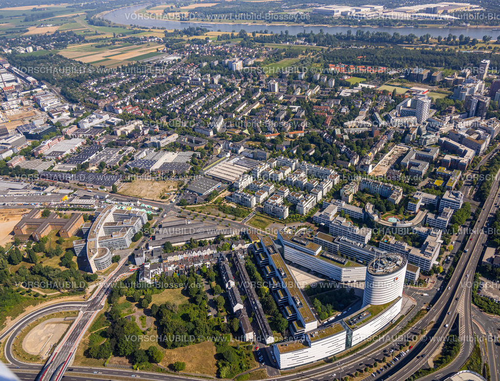 Duesseldorf220700763 | Luftbild, Vodafone Gebäude, Prinzenpark, Wohngebiet Heinrich-Heine-Gärten, Gewerbegebiet Fritz-Vormfelde-Straße,  Oberkassel, Düsseldorf, Rheinland, Nordrhein-Westfalen, Deutschland