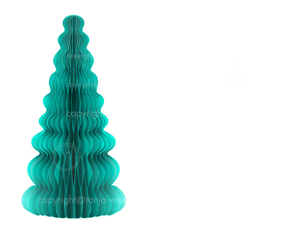 Vektor Grafik eines modernen dreidimensionalen Papier Waben Weihnachtsbaumes | Vektor Illustration eines modernen texturierten grünen 3 D Waben Weihnachtsbaumes isoliert vor transparentem Hintergrund. Diese Illustration wirkt sehr plastisch.