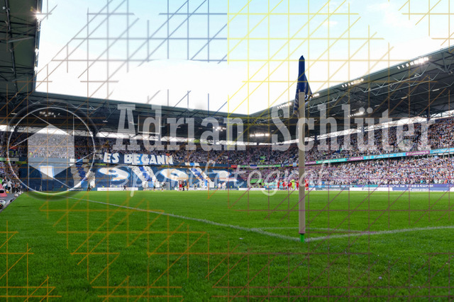 MSV Duisburg vs VfB Stuttgart II - 3. Liga | Duisburg, Deutschland, 02.08.25:   die Choreo vom MSV Duisburgwaehrend des Spiels der 3. Liga MSV Duisburg vs VfB Stuttgart II in der schauinsland-reisen-arena(Foto von Brauer-Fotoagentur / Adrian Schlueter)