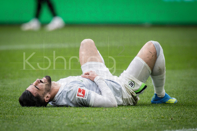 German Bundesliga, Bayer 04 Leverkusen vs. VfL Wolfsburg, 04.04.2026 | LEVERKUSEN, GERMANY - APRIL 4, 2026 :  Mohammed Amoura (VfL Wolfsburg, 9) after a foul in the box during the German Bundesliga match on gameday 28 between Bayer 04 Leverkusen vs. VfL Wolfsburg at BayArena on April 4, 2026 in Leverkusen, Germany. DFL REGULATIONS PROHIBIT ANY USE OF PHOTOGRAPHS AS IMAGE SEQUENCES AND/OR QUASI-VIDEO.