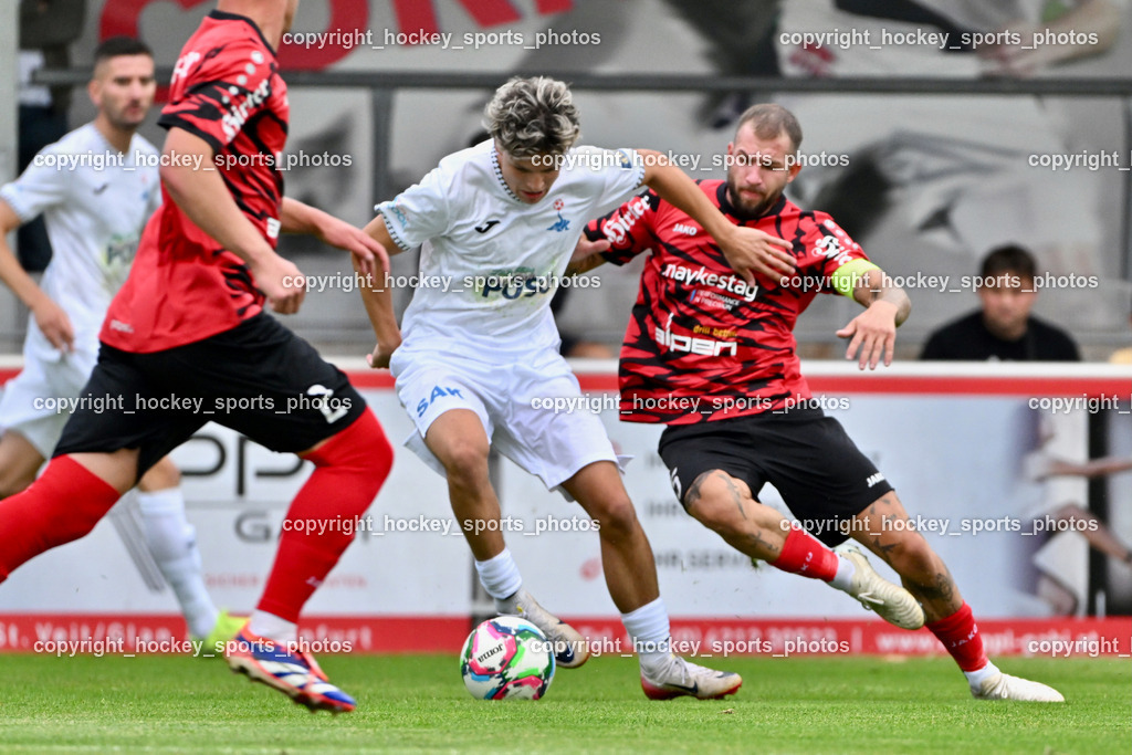 SAK vs. ATUS Ferlach | #10 Nando Lupar SAK, #5 Daniel Jobst ATUS Ferlach, SAK vs. ATUS Ferlach, SAK vs. ATUS Ferlach am 01.08.2025 in Klagenfurt (Sportpark Welzenegg), Austria, (Photo by Bernd Stefan)