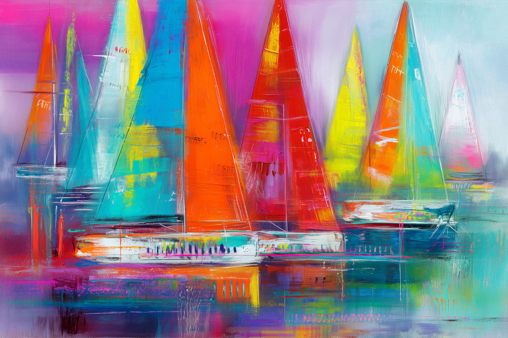 2510005 - Abstrakte Segelboote | Maritimes modernes Gemälde als hochwertiger Kunstdruck. Wähle Ausführung und Format direkt über "Bestellen".