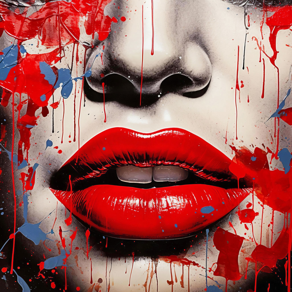2312013 - Red Lips | Red Lips Close Up Pop Art Wandbild.