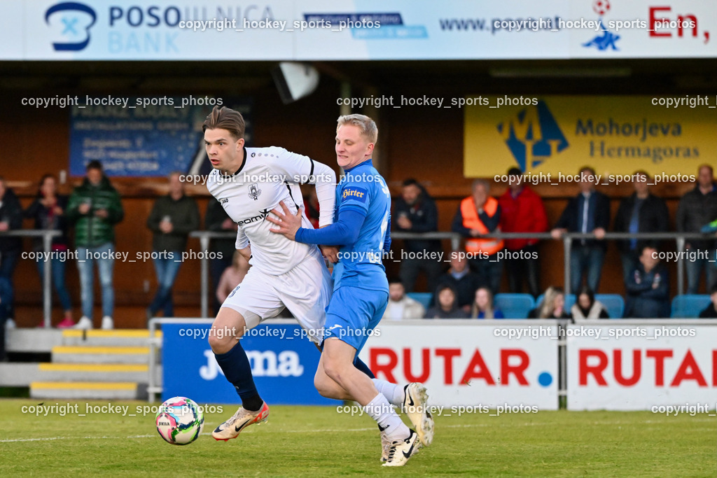 SAK vs. ATUS Velden 19.4.2024 | #18 Nicolas Manuel Modritz ATUS Velden, #6 Toni Dullnig SAK, SAK vs. ATUS Velden 19.4.2024, SAK vs. ATUS Velden am 19.04.2024 in Klagenfurt (Sportpark Welzenegg), Austria, (Photo by Bernd Stefan)