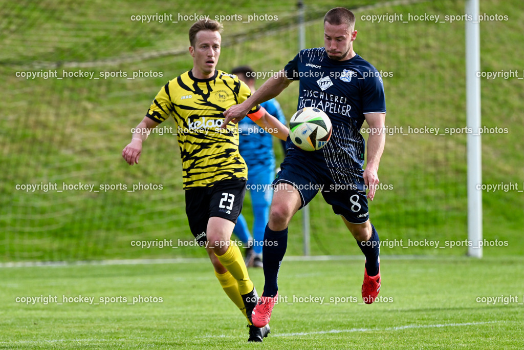 FC Faakersee vs. FC Dölsach | #23 Roman Adunka FC Faakersee, #8 Silvio Mandl FC Dölsach, FC Faakersee vs. FC Dölsach, FC Faakersee vs. FC Dölsach am 20.04.2025 in Finkenstein (Sportplatz Finkenstein), Austria, (Photo by Bernd Stefan)