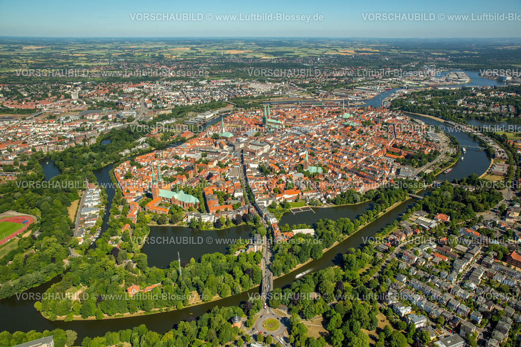Luebeck15070227 | Altstadt von Lübeck mit Trave und Obertrave,  Lübeck, Lübecker Bucht, Hansestadt, Schleswig-Holstein, Deutschland
