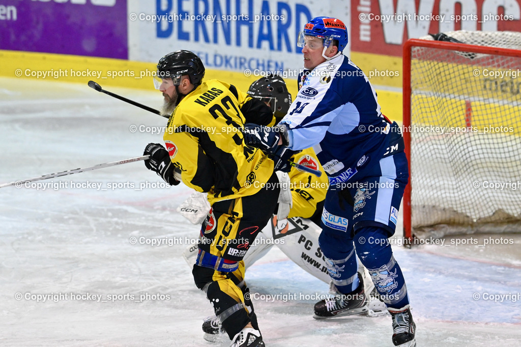 ESC Steindorf vs. EC Hornets Spittal 25.2.2024 | #33 Kabas Michael EC Hornets Spittal, #18 Pewal Martin ESC Steindorf, ESC Steindorf vs. EC Hornets Spittal 25.2.2024, ESC Steindorf vs. EC Hornets Spittal 25.2.2024 am 25.02.2024 in Steindorf (Ossiachersee Halle), Austria, (Photo by Bernd Stefan)