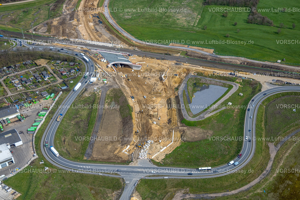 Wesel230300927 | Luftbild, Lippemündungsraum, Lippeaue, Baustelle und Neubau Erweiterung Bundesstraße B8, Wesel, Ruhrgebiet, Niederrhein, Nordrhein-Westfalen, Deutschland