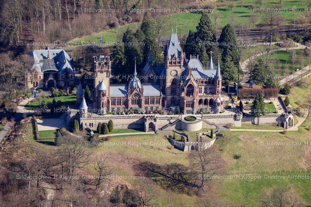 Luftbilder Königswinter-0105 | Luftbildfotografie Burganlage des Schloß Drachenburg in Königswinter im Bundesland Nordrhein-Westfalen. - Realisiert mit Pictrs.com