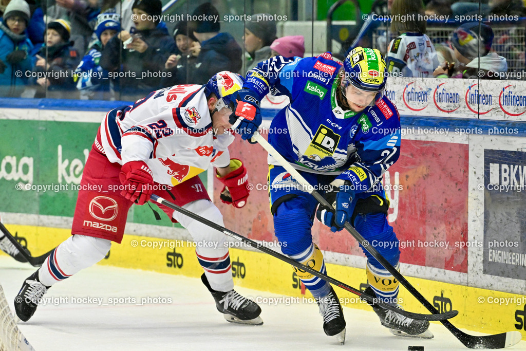 EC IDM WÄRMEPUMPEN VSV vs. EC Red Bull Salzburg | #22 SCHERBAK Nikita EC VSV, #22 Robertson Dennis Eamon EC Redbull Salzburg, EC IDM WÄRMEPUMPEN VSV vs. EC Red Bull Salzburg, EC IDM WÄRMEPUMPEN VSV vs. EC Red Bull Salzburg am 17.01.2025 in Villach (Stadthalle Villach), Austria, (Photo by Bernd Stefan)