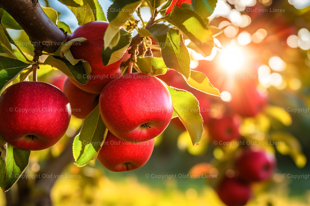 reife Äpfel am Baum | rote Äpfel am Baum im Sommer