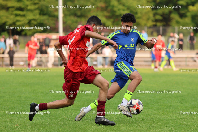 Fußball I Junioren I Kreispokal Lübeck I Finale I JSG Concordia Lübeck - TSV Siems I 09.06.2025.268 | v.l. Adem Brini (14, TSV Siems), Yesin El-Gafsi (7, JSG Concordia Lübeck) - Realisiert mit Pictrs.com