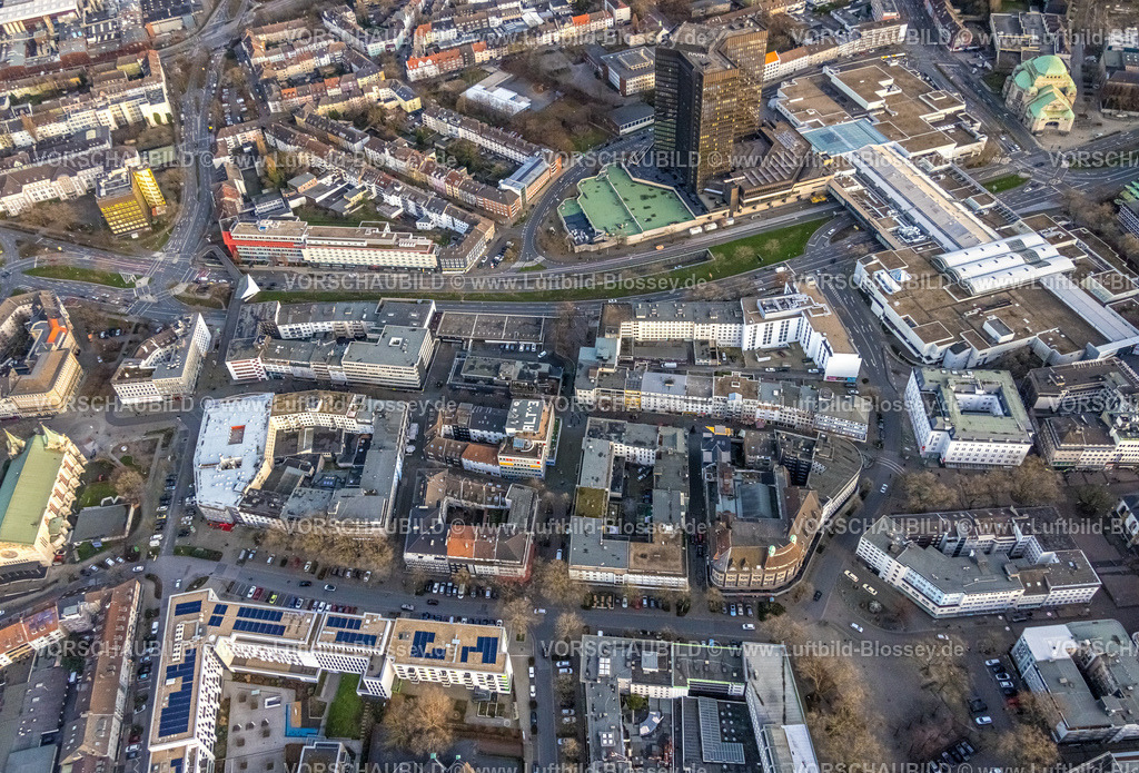 Essen230101831 | Luftbild, Flachsmarkt und Am Porscheplatz, Rathaus und Rathaus Galerie, Stadtkern, Essen, Ruhrgebiet, Nordrhein-Westfalen, Deutschland