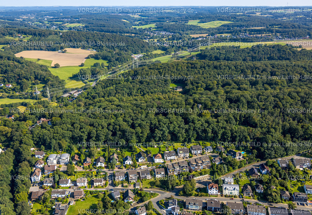 Hattingen240810049 | Luftbild, Wohnsiedlung Jägerweg am Wald, 12 Apostel Schulenburg Restaurant im Wald, Rosenthal, Hattingen, Ruhrgebiet, Nordrhein-Westfalen, Deutschland