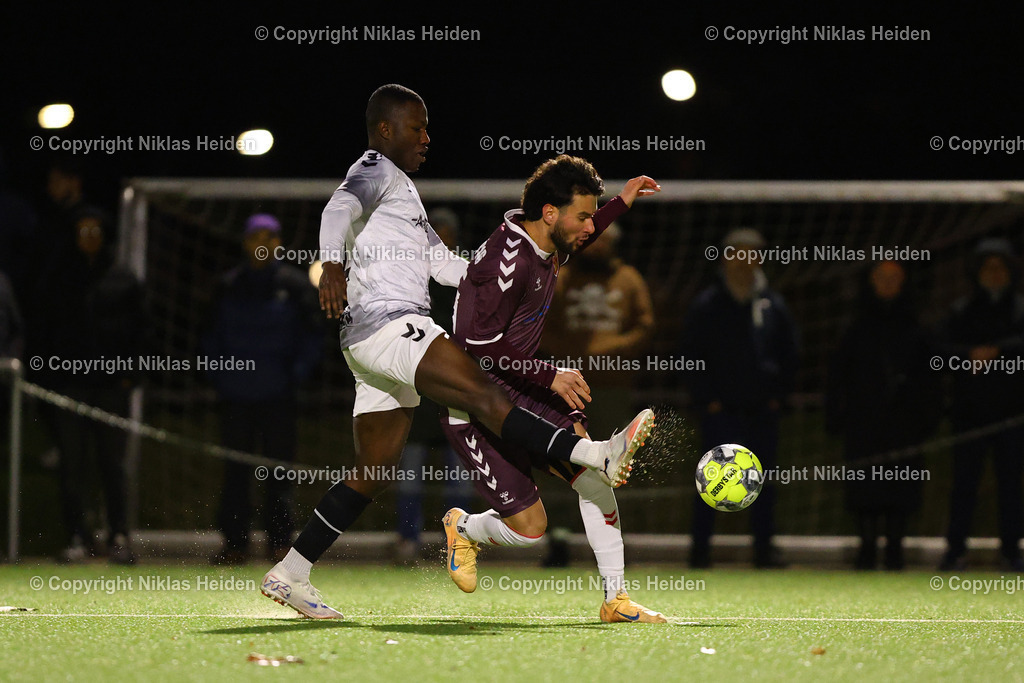 NH_HT16_ETSVHamburg_OberligaHamburg_25032026 | #25 Emirkaan Güzel (HT 16), #2 Brandolf Duah (ETSV Hamburg)Fußball I Herren I Gamesright Oberliga Hamburg I Saison 2025-2026  I 22. Spieltag I HT 16 - ETSV Hamburg I 25.03.2026 I Sportplatz Legienstraße