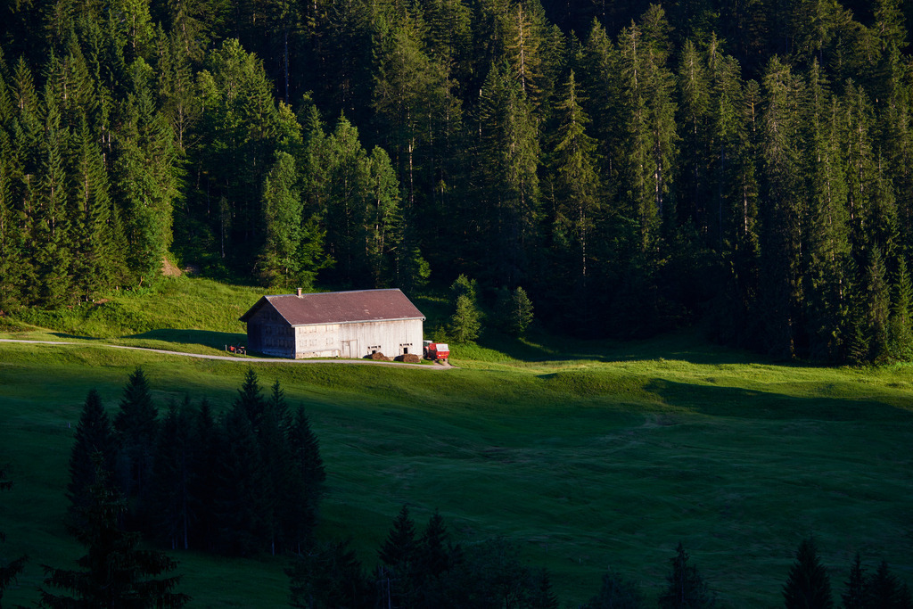 Bauernhof in Waldlichtung | Hittisau, Austria - July 19, 2016: Bauernhof in Waldlichtung. - Realisiert mit Pictrs.com