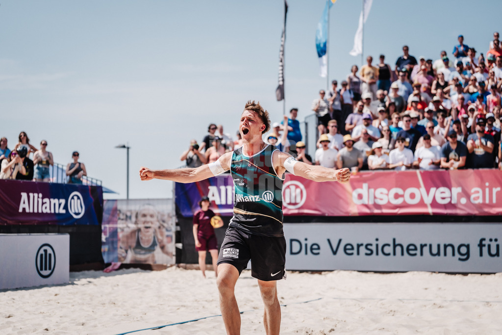 Beachvolleyball | Männer | Allianz German Beach Tour 2025 | Tourstop Bremen | 14.06.2025 | Luis Kubo jubelt