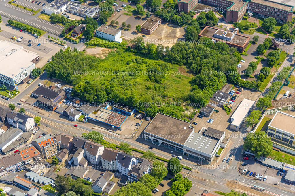 Bochum220503907 | Luftbild, geplanter Moschee Neubau hinter Opel Feix auf dem ehemaligen Telekomareal an der Karl-Lange-Straße, Grumme, Bochum, Ruhrgebiet, Nordrhein-Westfalen, Deutschland