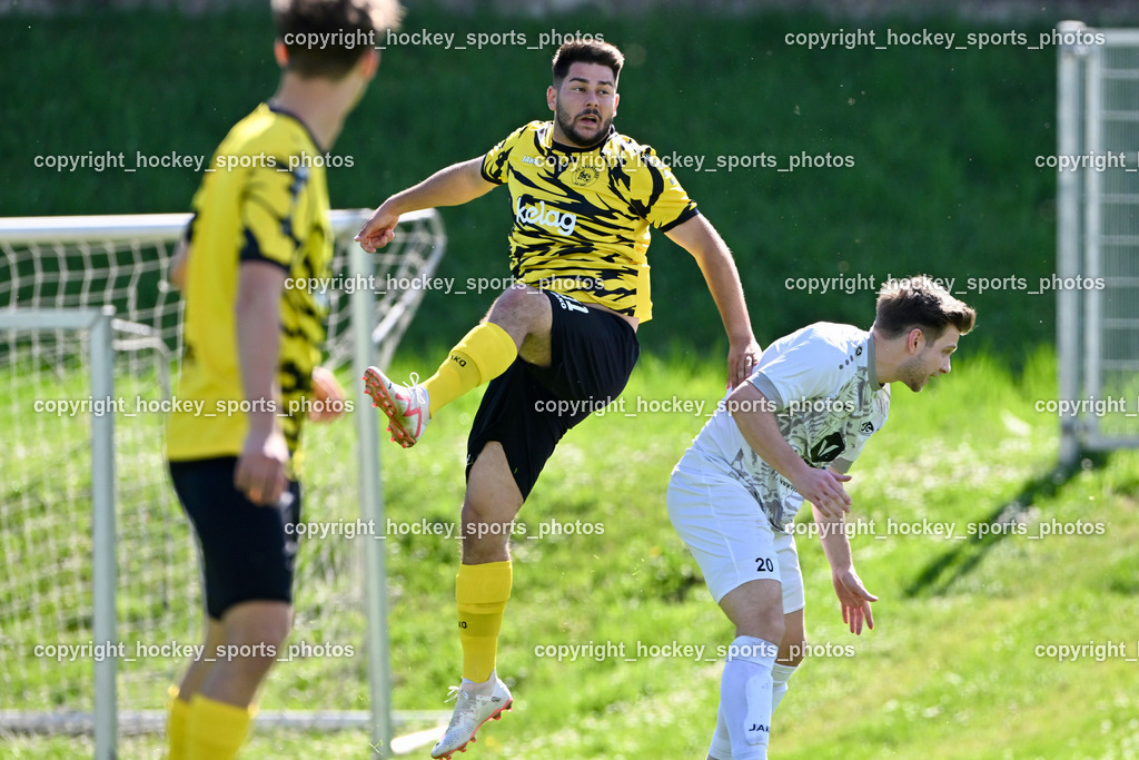 SC Magdalen vs. FC Faakersee | #31 Arnel Mulahalilovic FC Faakersee, #20 David Christoph Kargl SC Magdalen, SC Magdalen vs. FC Faakersee, SC Magdalen vs. FC Faakersee am 14.04.2024 in Villach (Sportplatz St. Magdalen), Austria, (Photo by Bernd Stefan)
