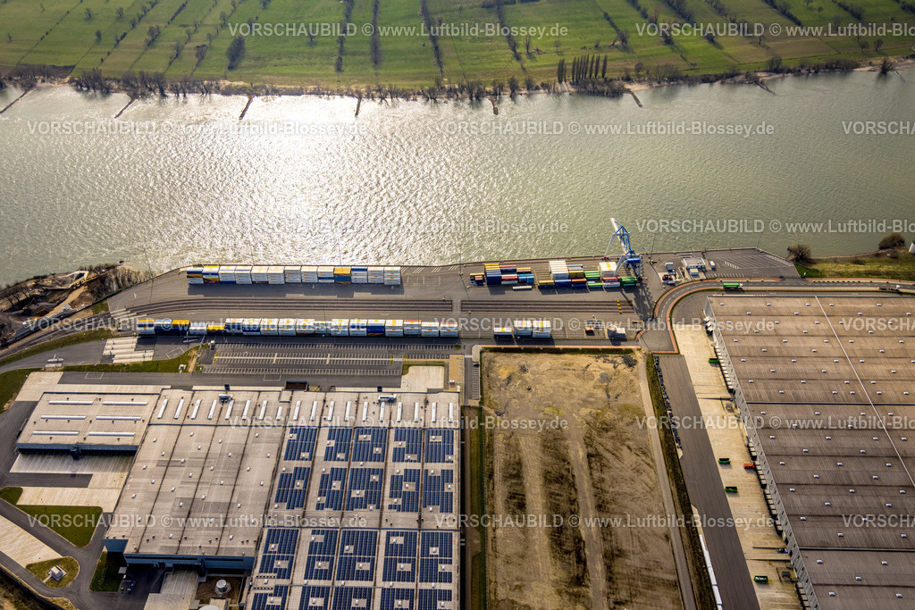 Duisburg240304704 | Luftbild, logport VI Baustelle mit Neubau, Logistikunternehmen DSV Halle und STEAG Heizkraftwerk Walsum in Alt-Walsum am Fluss Rhein, Alt-Walsum, Duisburg, Ruhrgebiet, Nordrhein-Westfalen, Deutschland, Duisburg-N