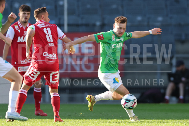 Grazer AK 1902 vs WSG Tirol – Austrian Bundesliga | Graz, Austria, 02.MAY.26 - SOCCER - ADMIRAL Bundesliga, Qualification Group, Grazer AK 1902 vs WSG Tirol. The image shows Tobias Koch (GAK) and Johannes Naschberger (WSG Tirol).