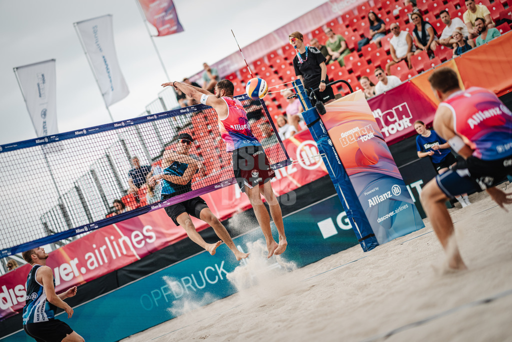 Beachvolleyball | Männer | Allianz German Beach Tour 2024 | Tourstop Kühlungsborn 2 | 15.08.2024 | Yannik Ahr beim Angriff