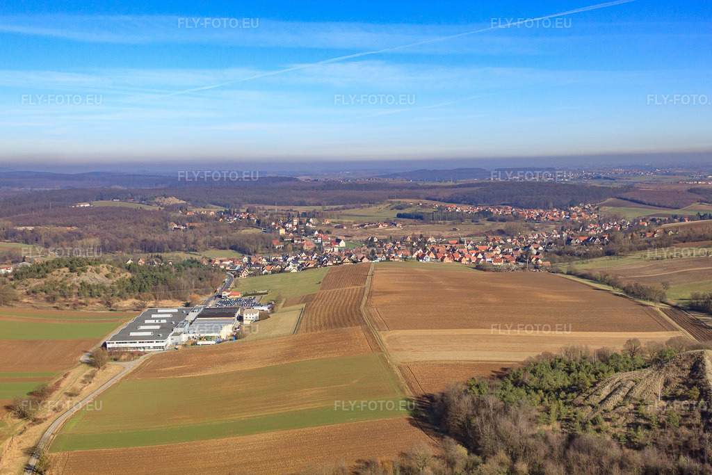 Vue aérienne: Vue de la ville depuis le sud-ouest (image ISRI) à Merkwiller-Pechelbronn dans le département Bas Rhin, France – .Photo: IMG_37427.jpg prise le 07/02/2011 par Werner Riehm/FLY-FOTO.eu – Résolution de l'original: 4752 x 3168 px – Int\xc3\xa9rim Grands Volumes pour Industriels| Randstad