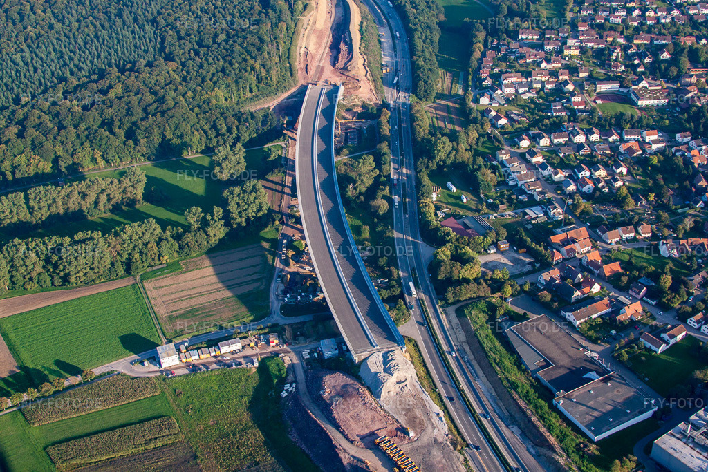 Luftbild: Mutschelbach, Baustelle A8 im Ortsteil Nöttingen in Remchingen im Bundesland Baden-Württemberg in Deutschland. Foto: IMG_59827.jpg vom 24.09.2013 durch Werner Riehm/FLY-FOTO.de