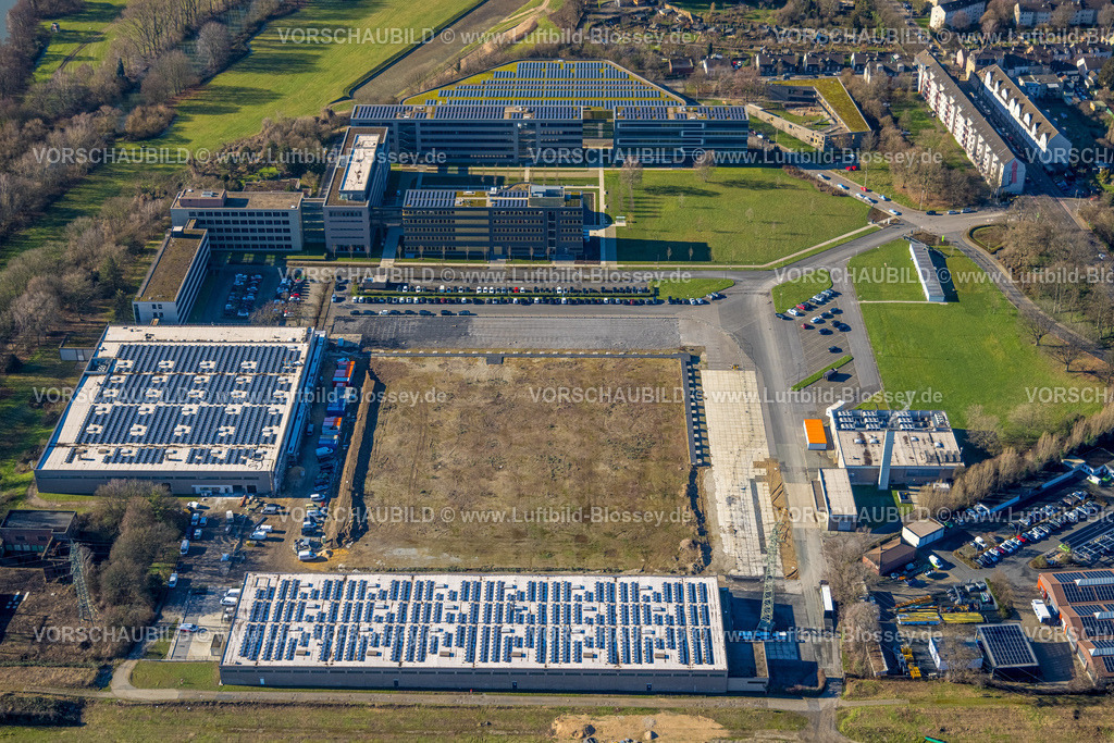Muelheim230201225 | Luftbild, Aldi Süd Firmenzentrale, Solardach, Styrum - Süd, Mülheim an der Ruhr, Ruhrgebiet, Nordrhein-Westfalen, Deutschland